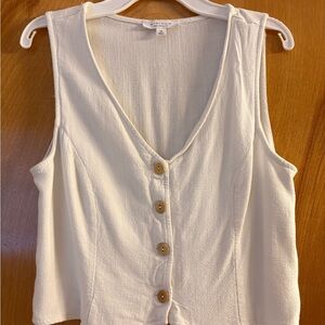 Cream Button-Down Sleeveless Top